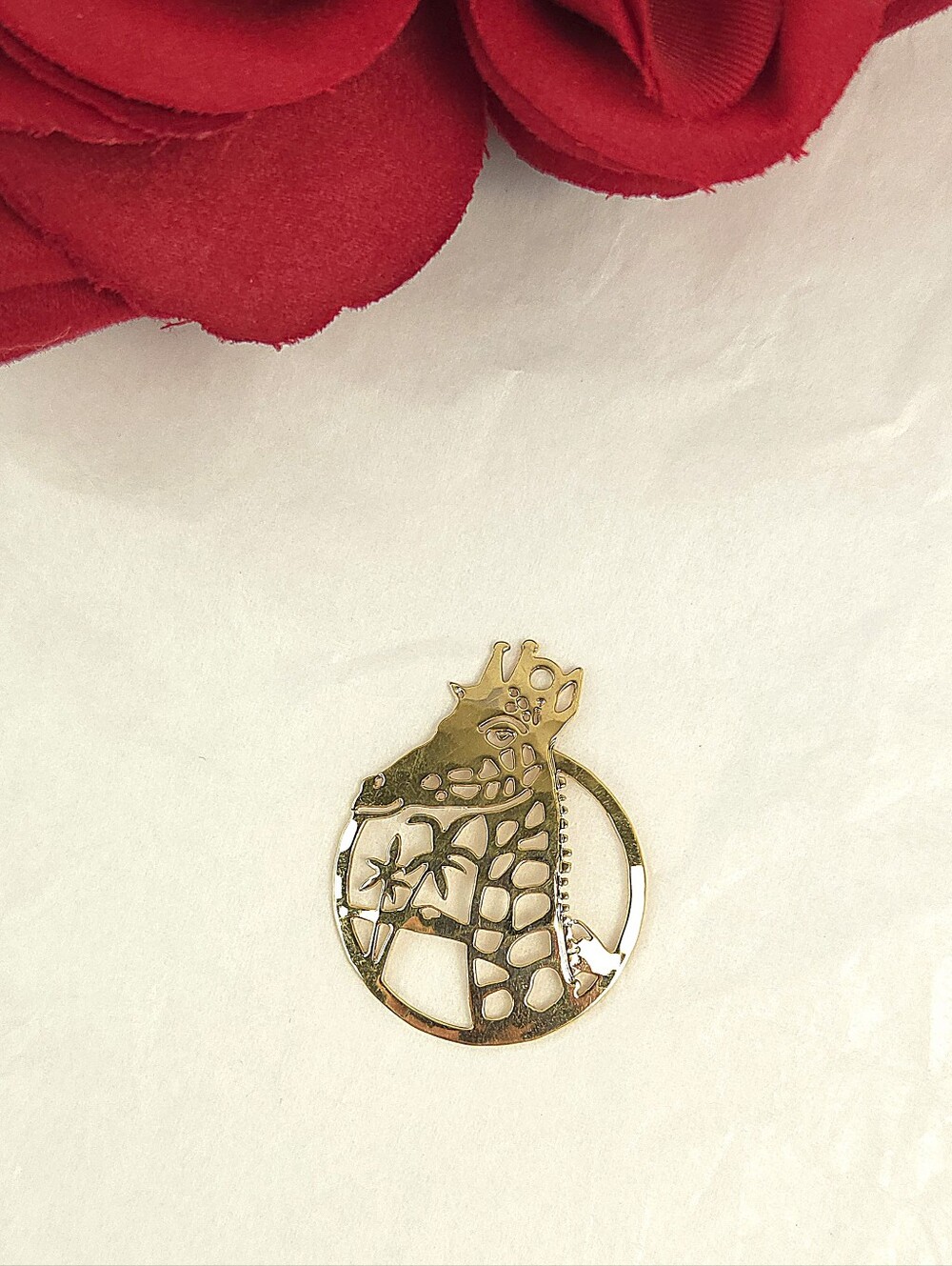 Sea Gems Gold Plated Giraffe Open Filigree Pendant or Charm Marked SG